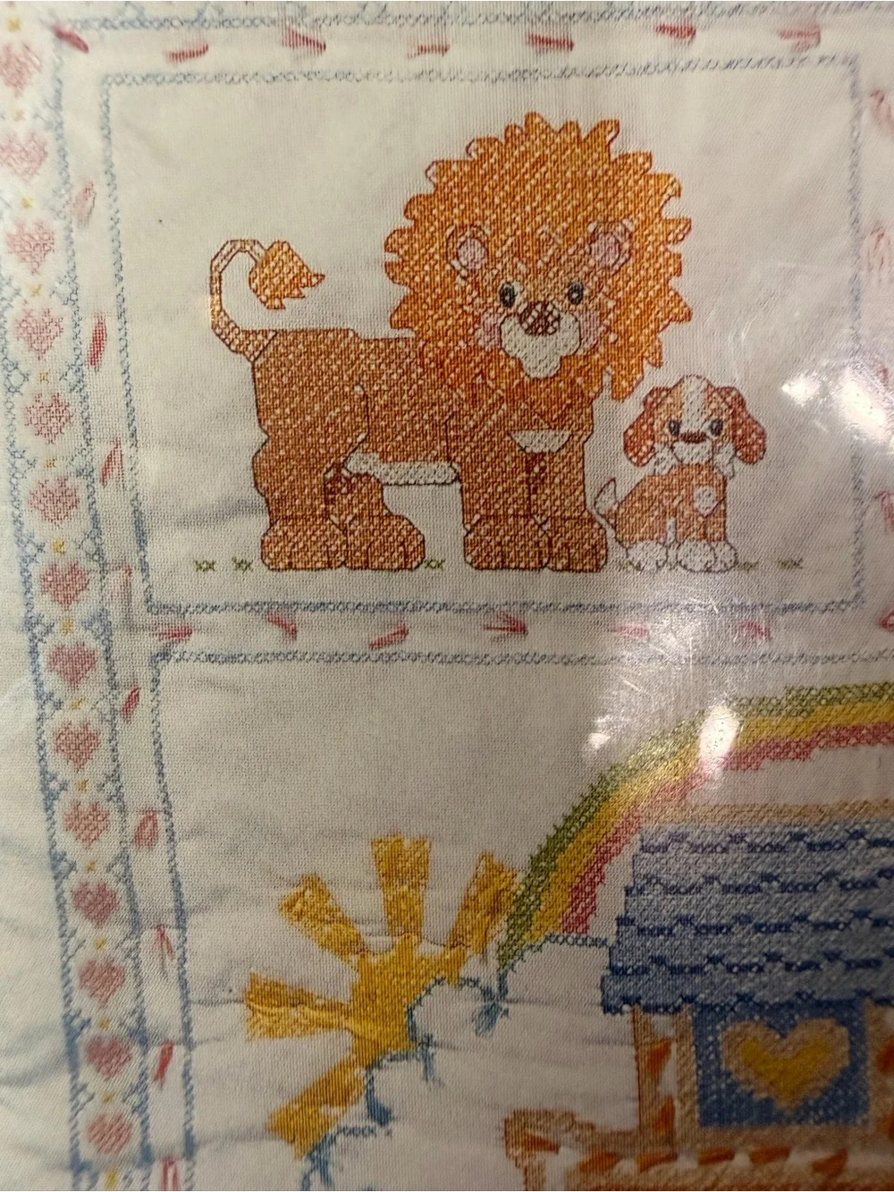 NWT Vintage Bucilla Noah's Ark Stamped Quilt Top for Baby Nursery #64005 Craft